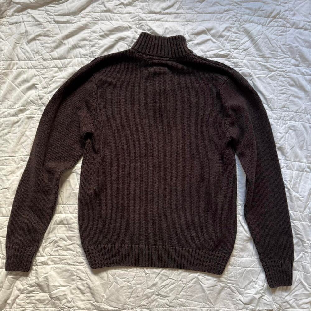J.B. Holt dark brown mock neck sweater sz M knit fisherman old money preppy - Picture 7 of 8